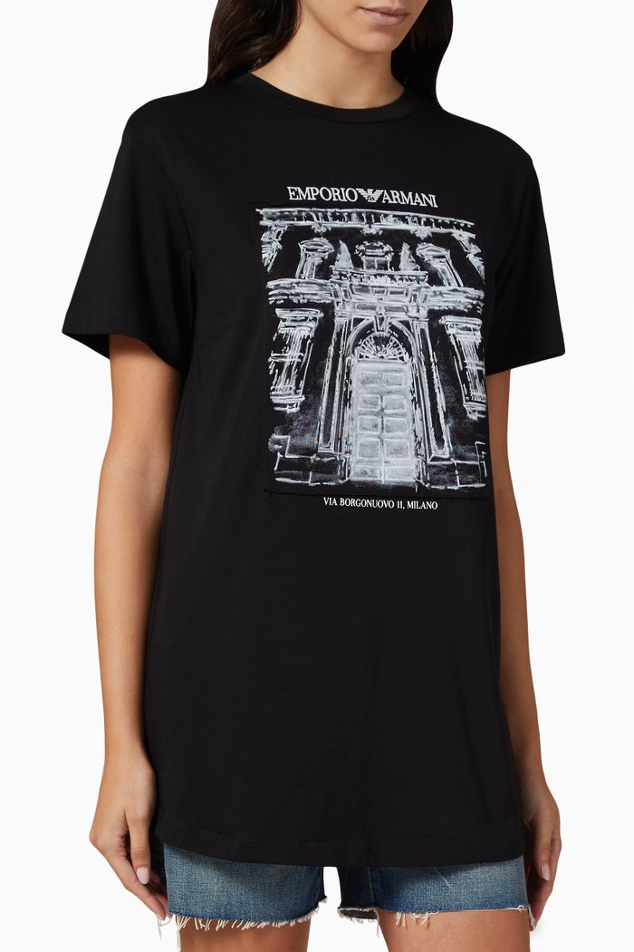 

Logo Print T-shirt in Jersey, Black