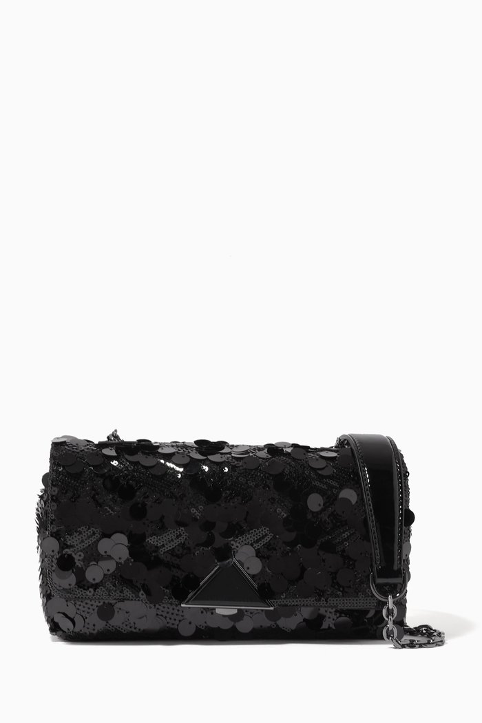 

Crossbody Bag in Sequinned Textile, Black