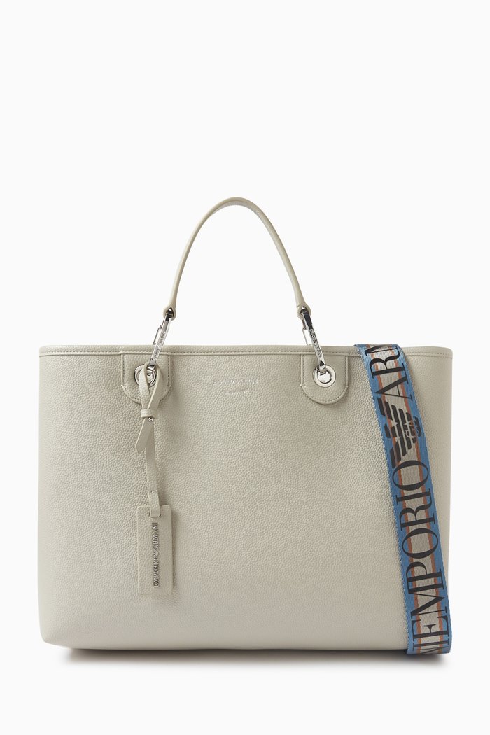 

Medium Logo-embossed Tote Bag in Faux Leather, Grey