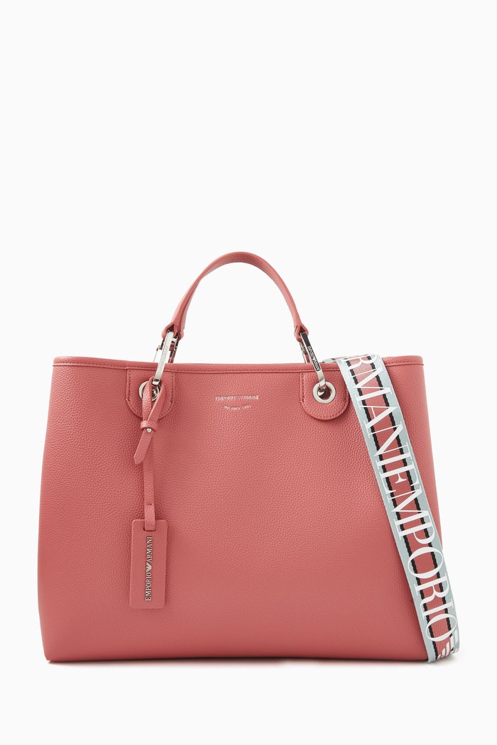 

Medium Logo-embossed Tote Bag in Faux Leather, Pink