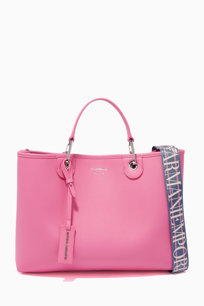 

Medium Logo-embossed Tote Bag in Faux Leather, Pink