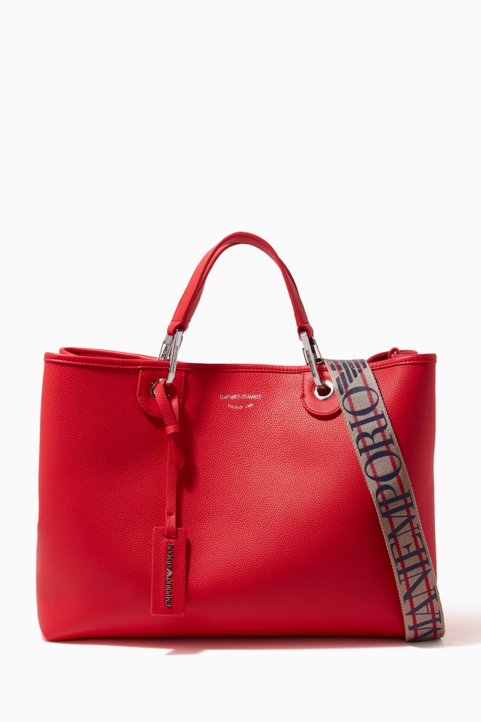 

Medium Logo-embossed Tote Bag in Faux Leather, Red
