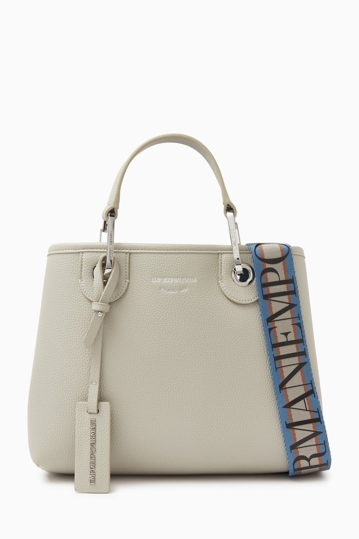 

Small Logo-embossed Tote Bag in Faux Leather, Grey