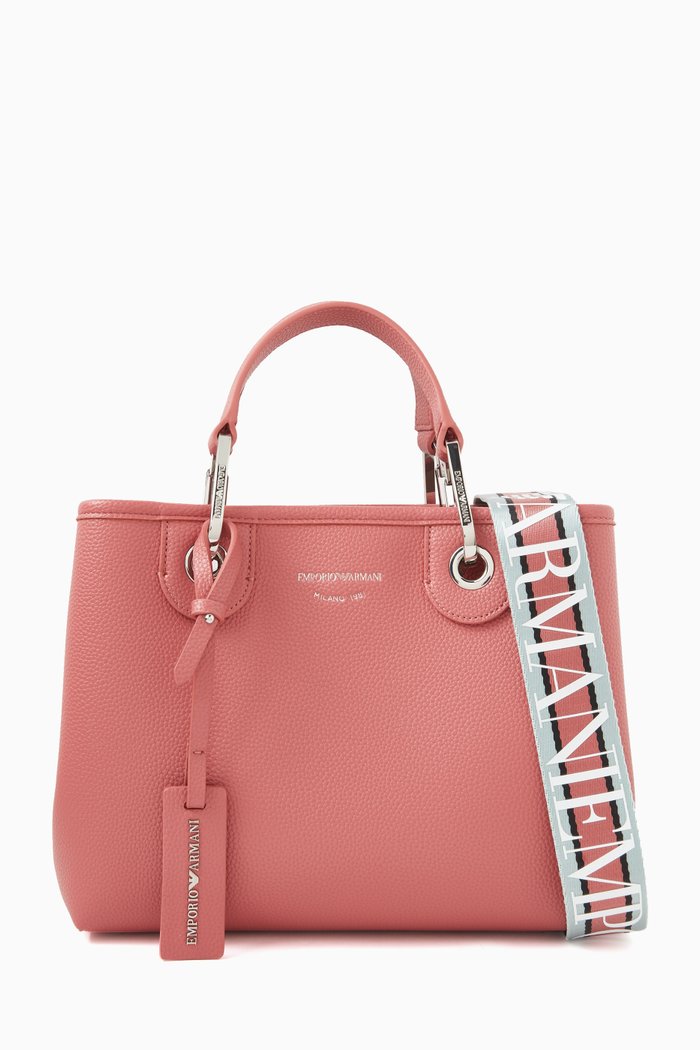 

Small Logo-embossed Tote Bag in Faux Leather, Pink