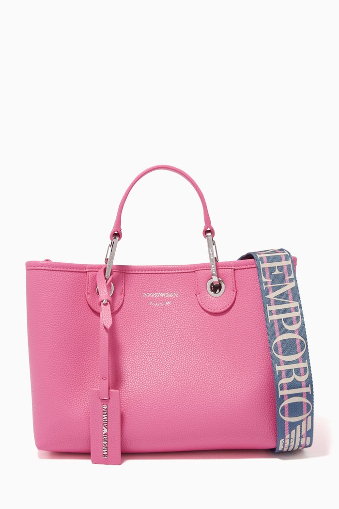 

Small Logo-embossed Tote Bag in Faux Leather, Pink
