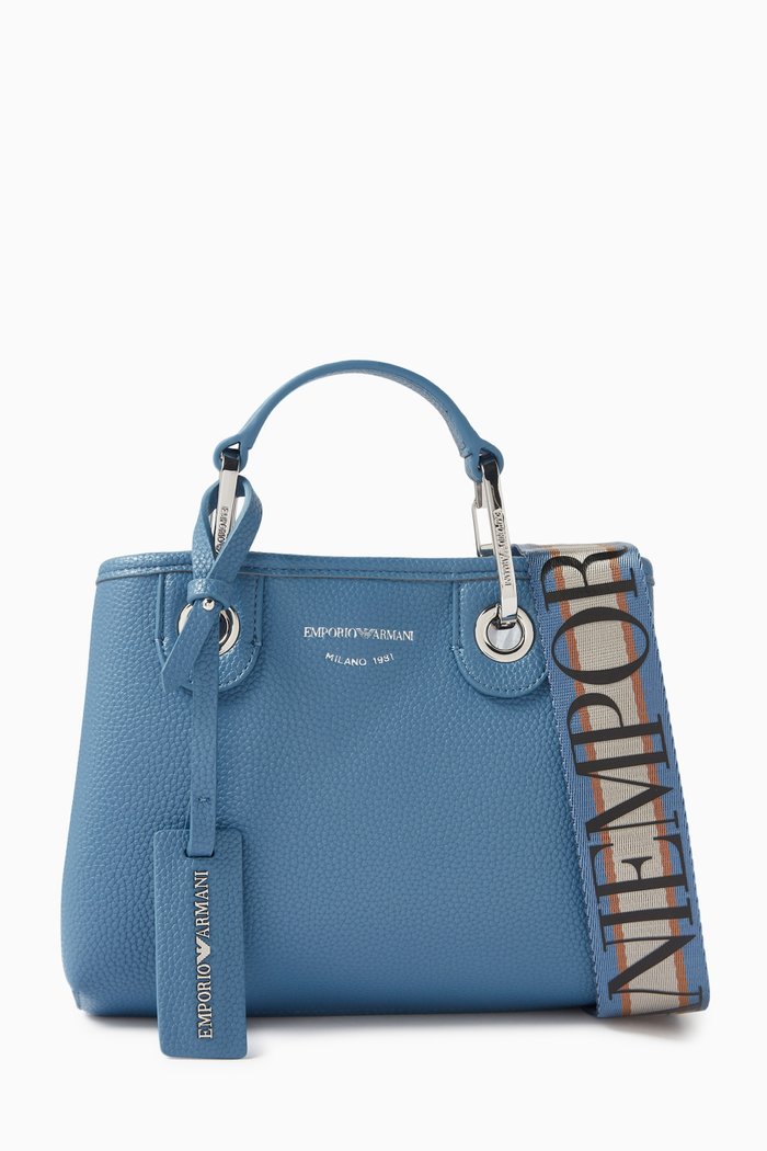 

XS My EA Tote Bag in Faux Leather, Blue