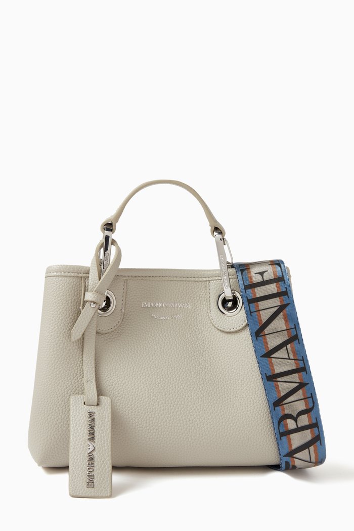 

XS My EA Tote Bag in Faux Leather, Grey