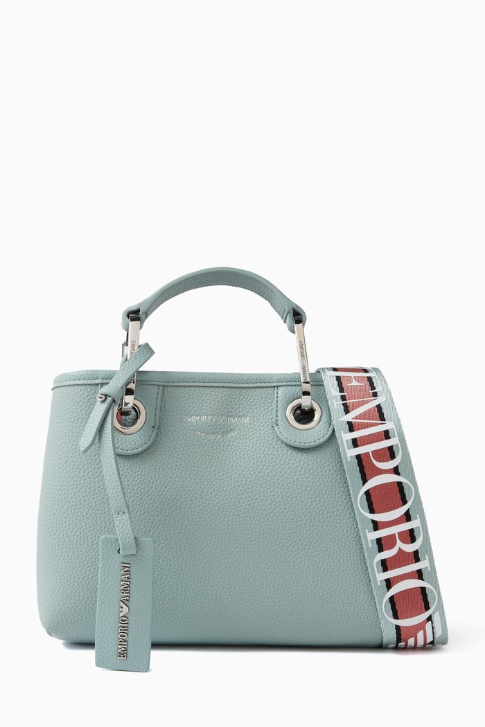 

XS My EA Tote Bag in Faux Leather, Blue