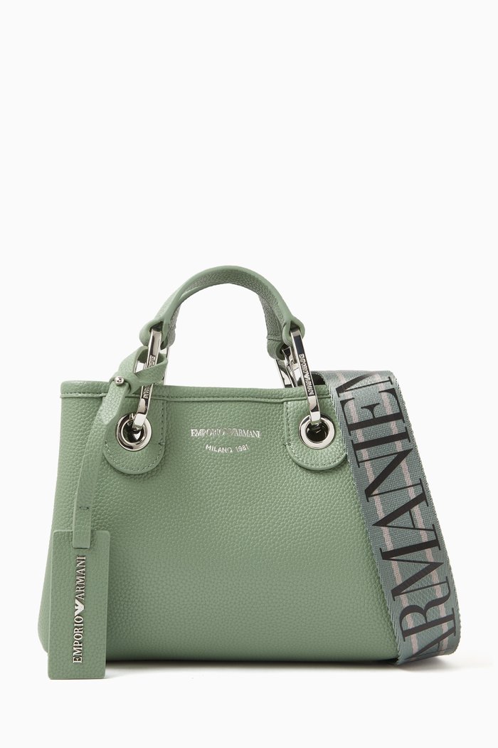 

XS My EA Tote Bag in Faux Leather, Green