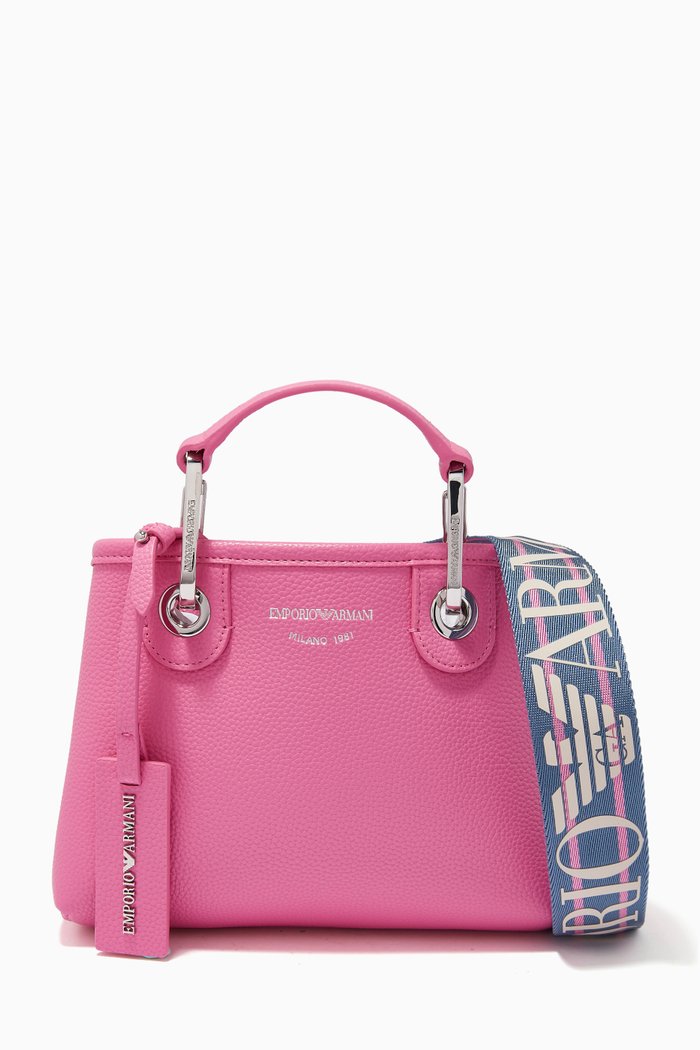 

XS My EA Tote Bag in Faux Leather, Pink