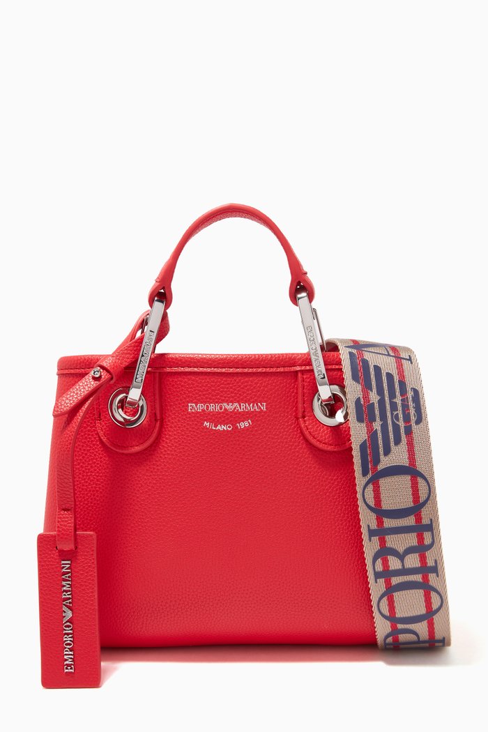 

XS My EA Tote Bag in Faux Leather, Red