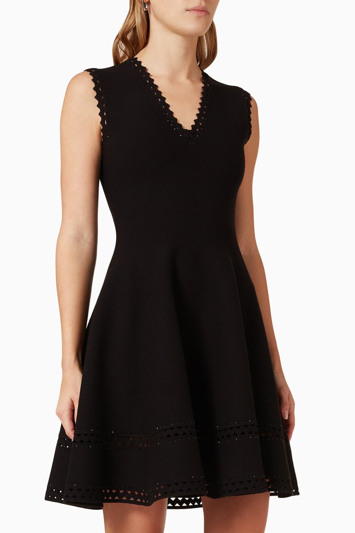 

Stitched Midi Dress in Viscose-blend, Black