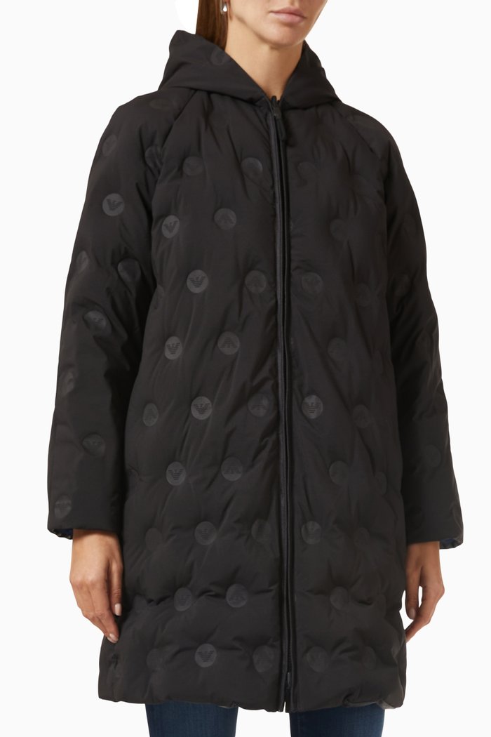 

Reversible Logo-embossed Hooded Jacket, Black
