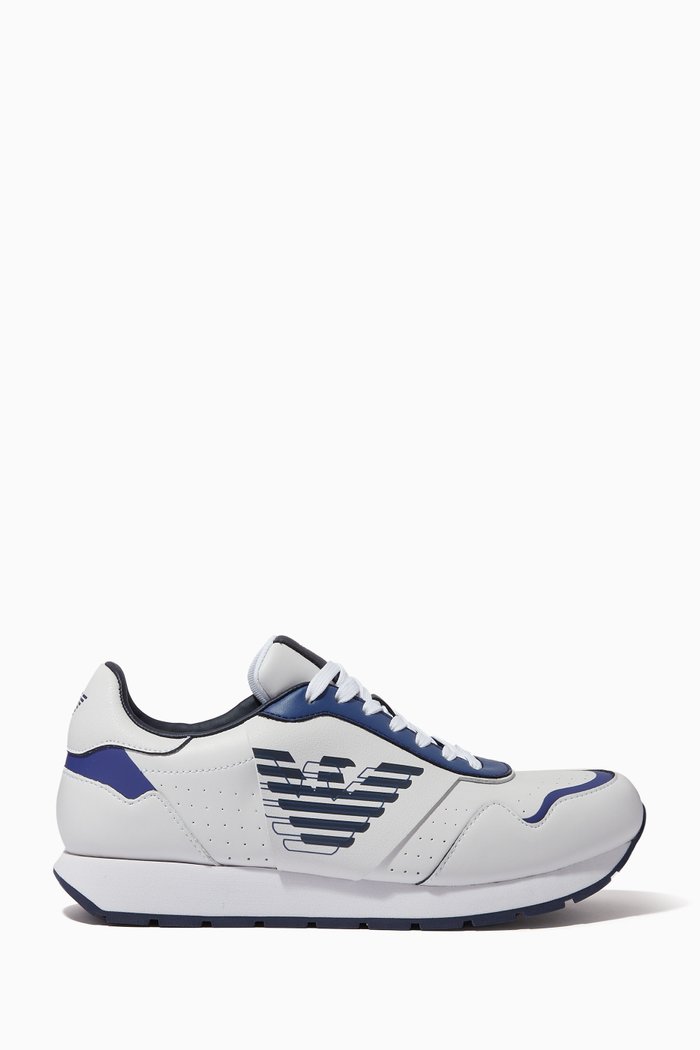 

Eagle Logo Low-top Sneakers in Leather, Blue