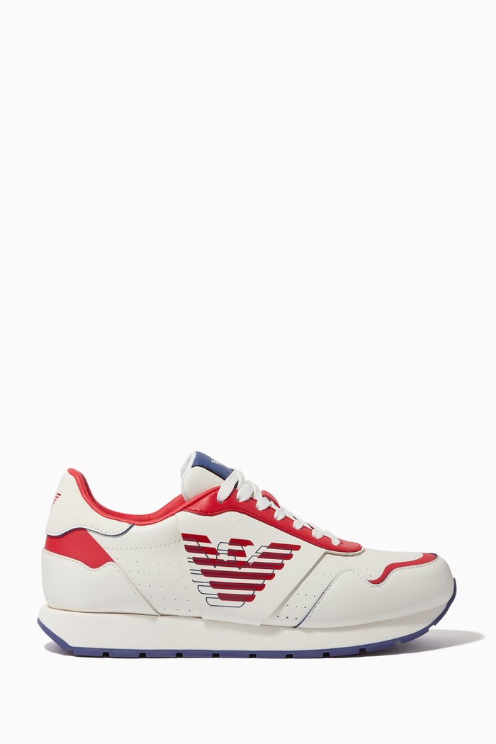 

Eagle Logo Low-top Sneakers in Leather, Red