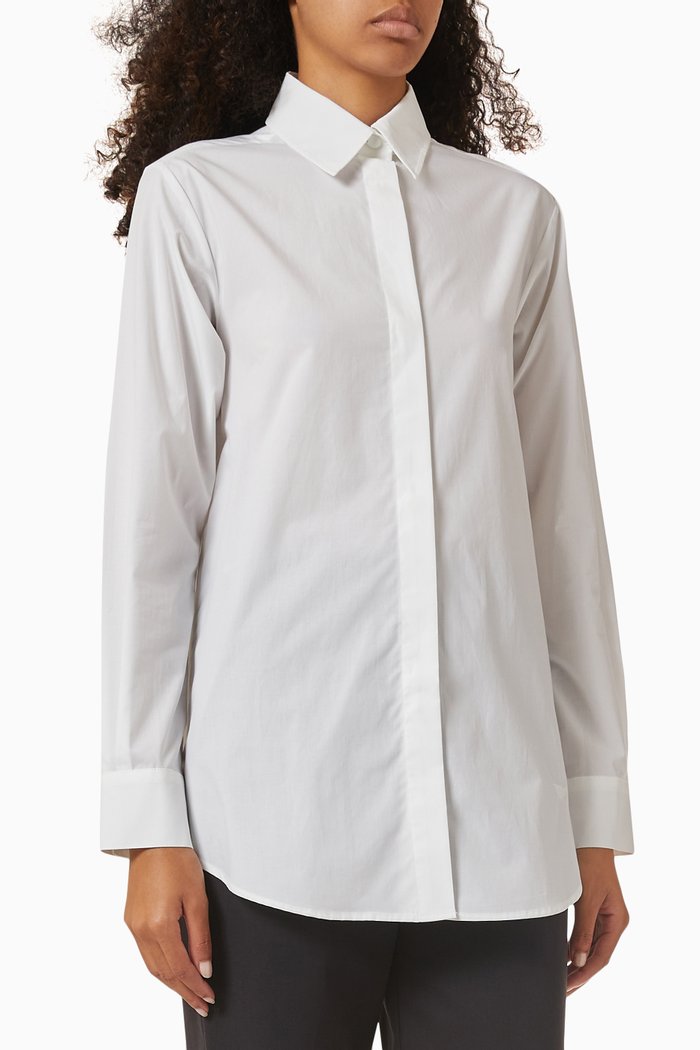 Button Detail Shirt in Cotton, White