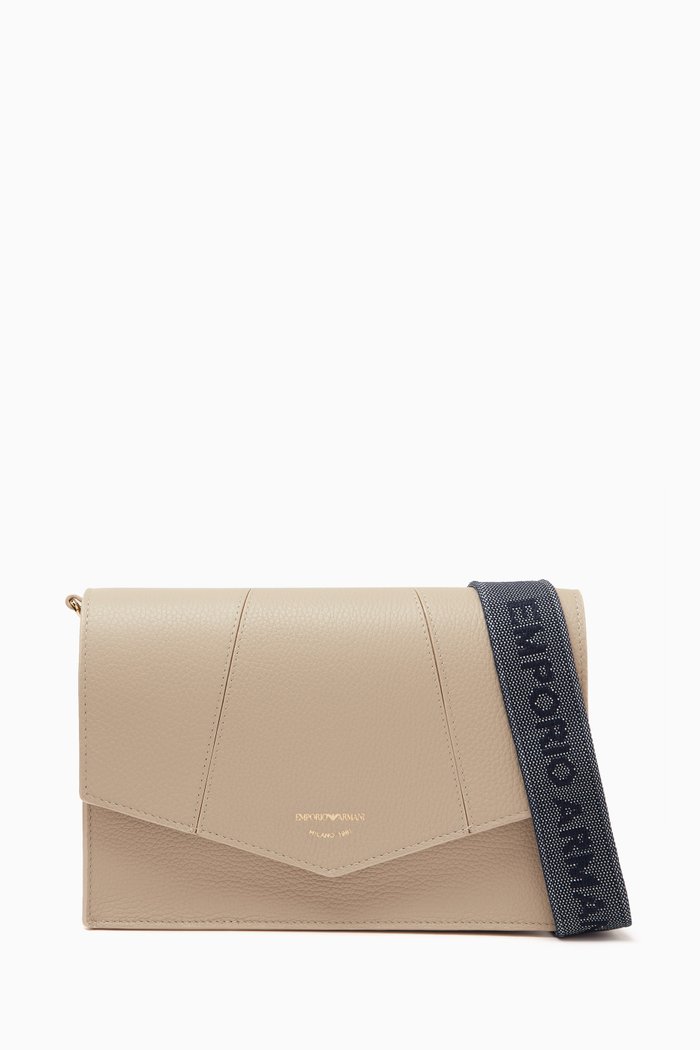 

EA Crossbody & Coin Purse Bag in Deer-printed Leather, Neutral