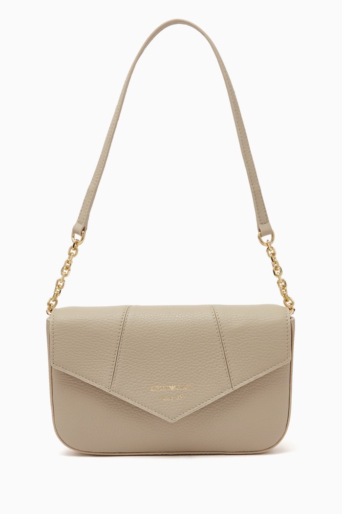 

EA Stamped Shoulder Bag in Deer-printed Leather, Neutral