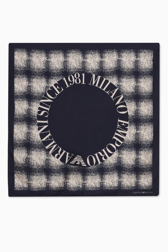 

Circular Logo Scarf in Silk, Blue
