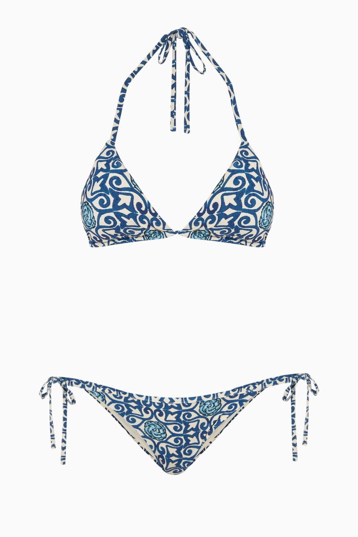 

Eagle Flower Print Bikini Set, Blue