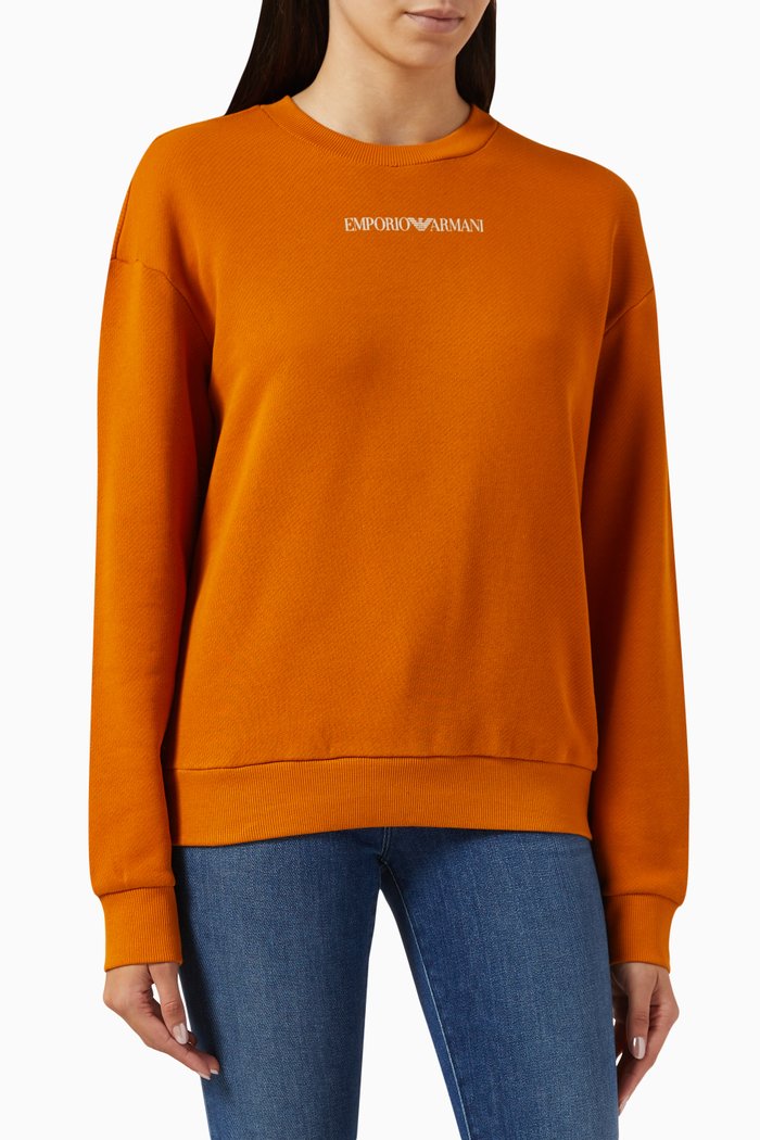 

Geometric-print Logo Sweatshirt in Cotton, Orange