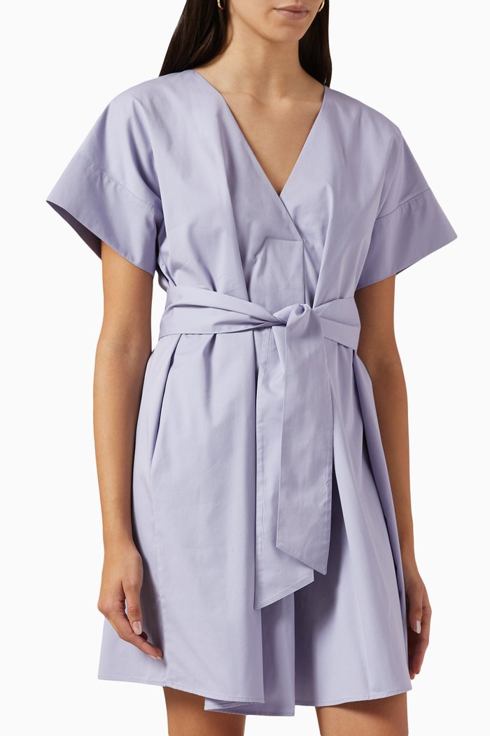

Belted Mini Dress in Cotton, Pink