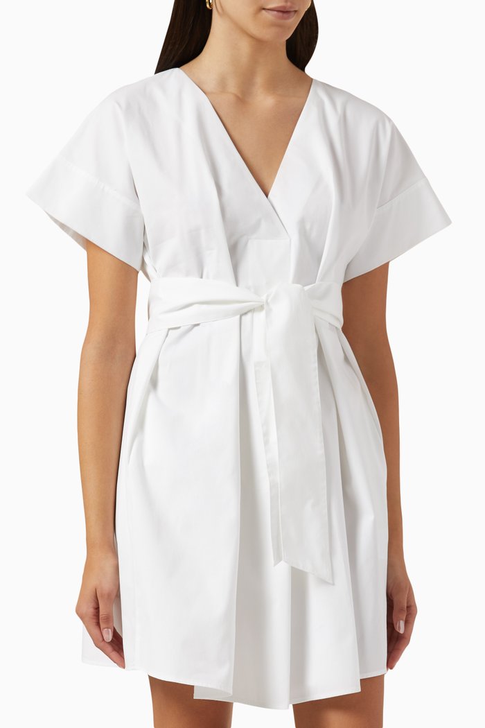

Belted Mini Dress in Cotton, White