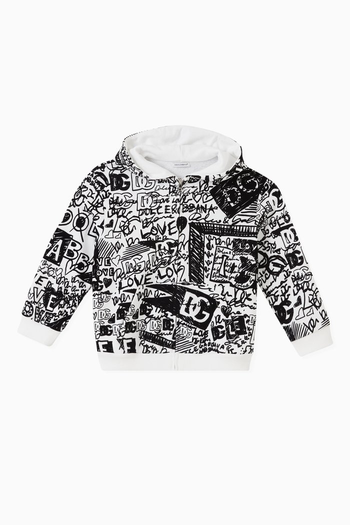 

Graffiti Hoodie in Cotton, Black