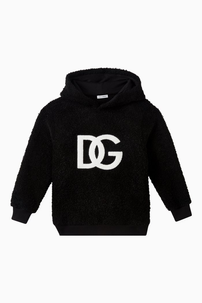 

Logo Hoodie in Acrylic & Cotton, Black