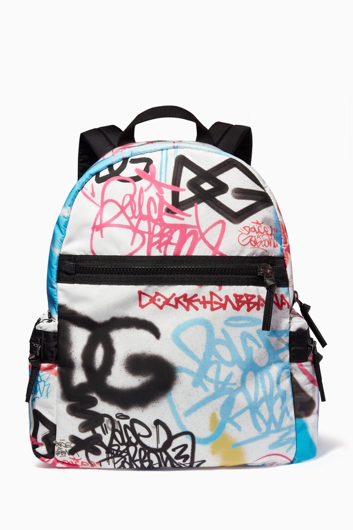 

Graffiti Logo Backpack in Nylon, Multicolour