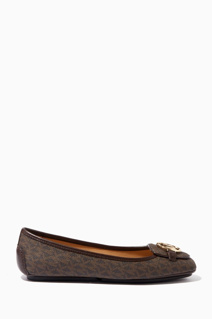 Lillie Ballet Flats in Signature Monogram Canvas, Brown