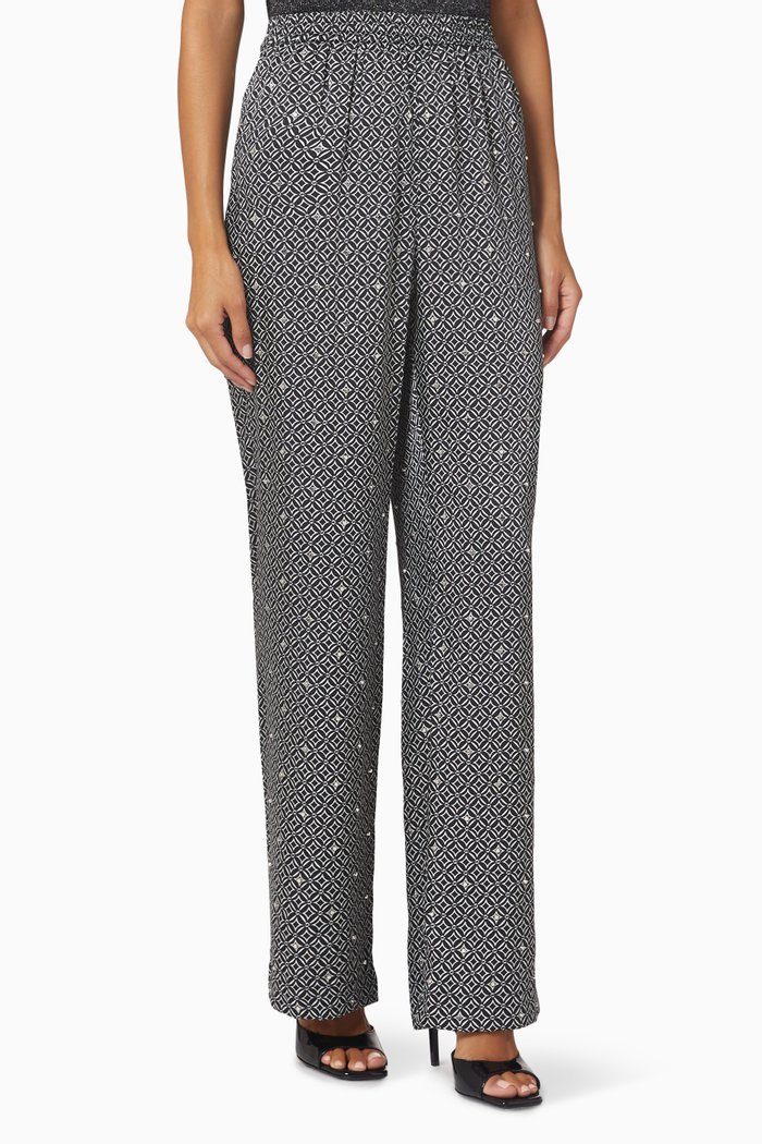 

Embellished Logo Pyjama Pants in Satin, Neutral