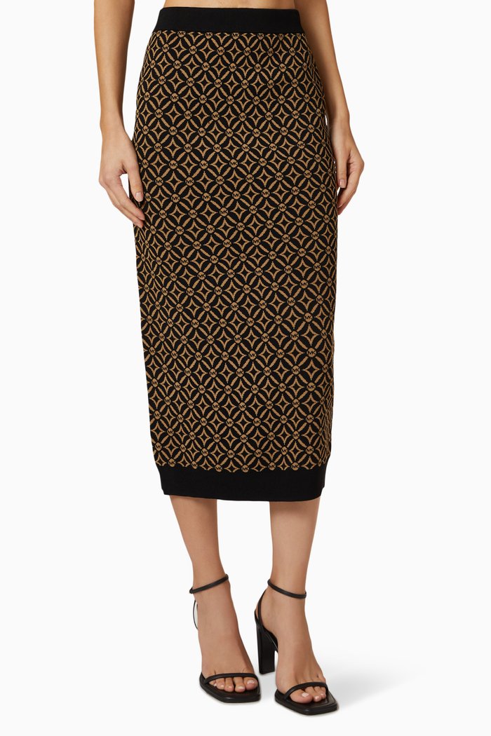 

Logo-jacquard Midi Skirt in Stretch-knit, Neutral