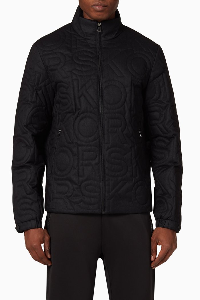 

Logo Jacket in Quilted Technical Fabric, Black