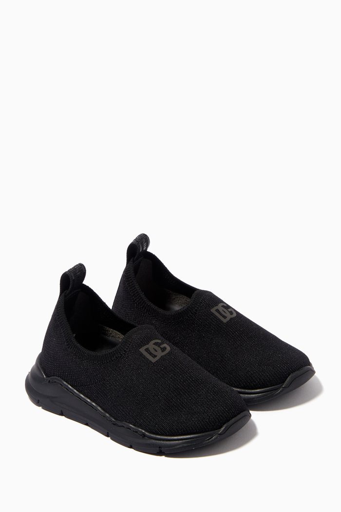 

DG Wave Sneakers in Knit Textile, Black