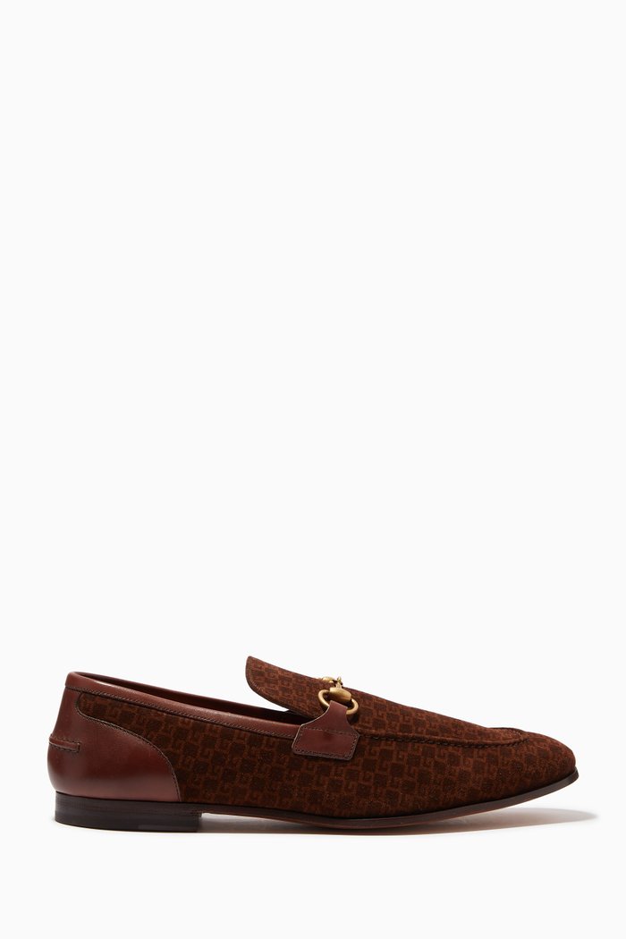 Jordaan Loafers in Square G Suede & Leather, Brown