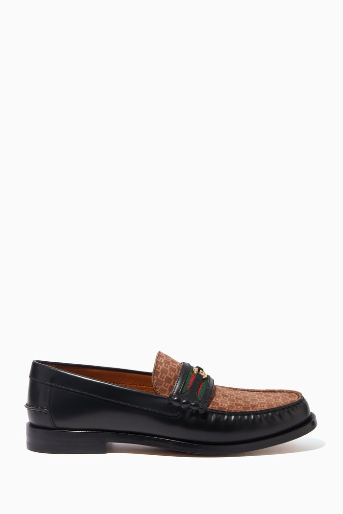 

Kaveh Interlocking G Loafer in Suede & Calfskin Leather, Black