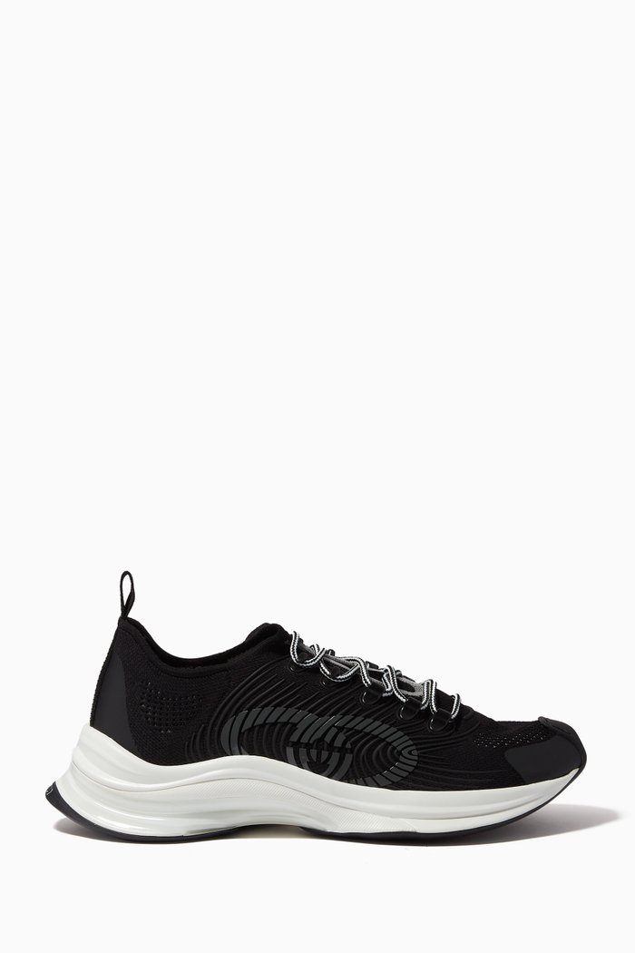 Run Low-top Sneakers in Technical-knit Fabric, Black