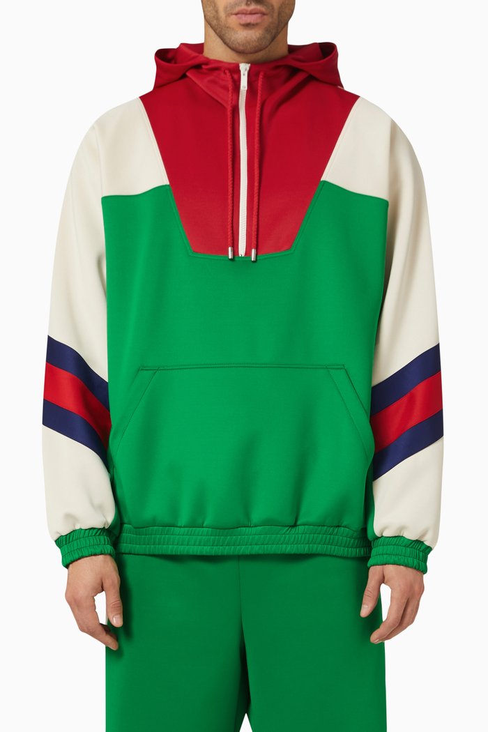 

Half-zip Hooded Jacket in Neoprene, Multicolour