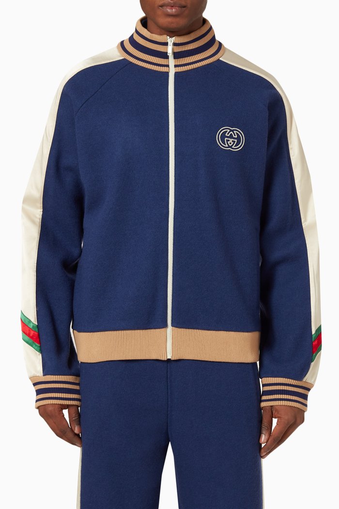 

Interlocking G Zip Jacket in Wool-jersey, Blue