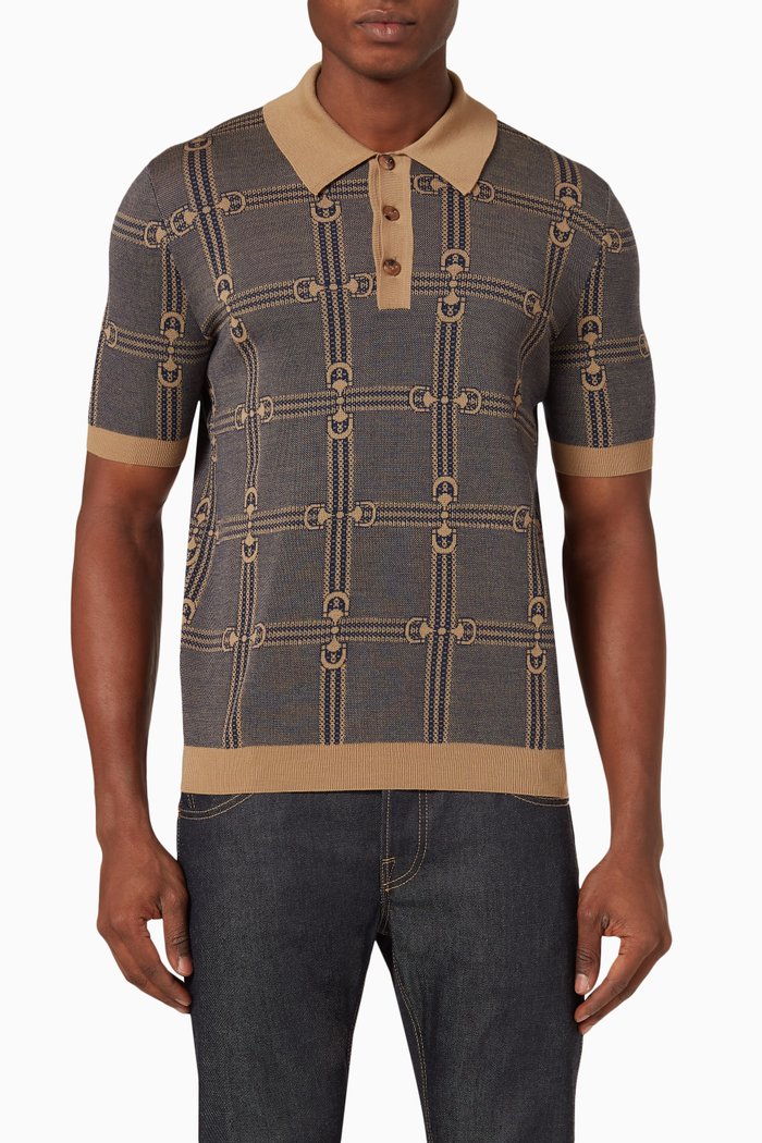 

Polo Shirt in Horsebit Jacquard Wool-knit, Multicolour