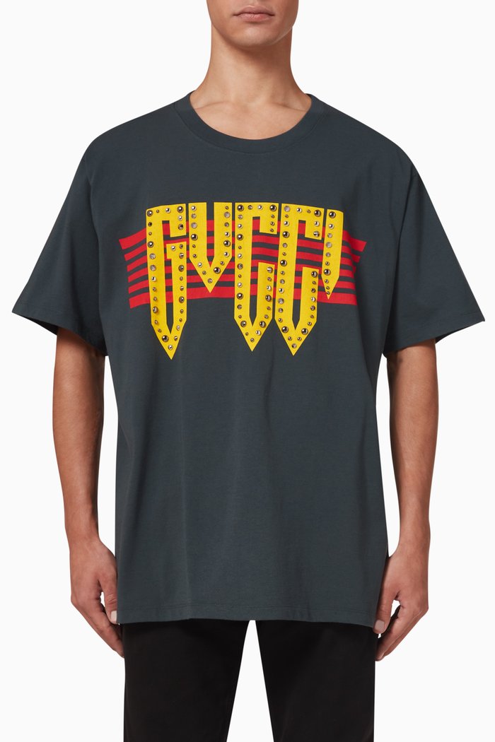 

Rock Studded Logo-print T-shirt in Cotton-jersey, Black