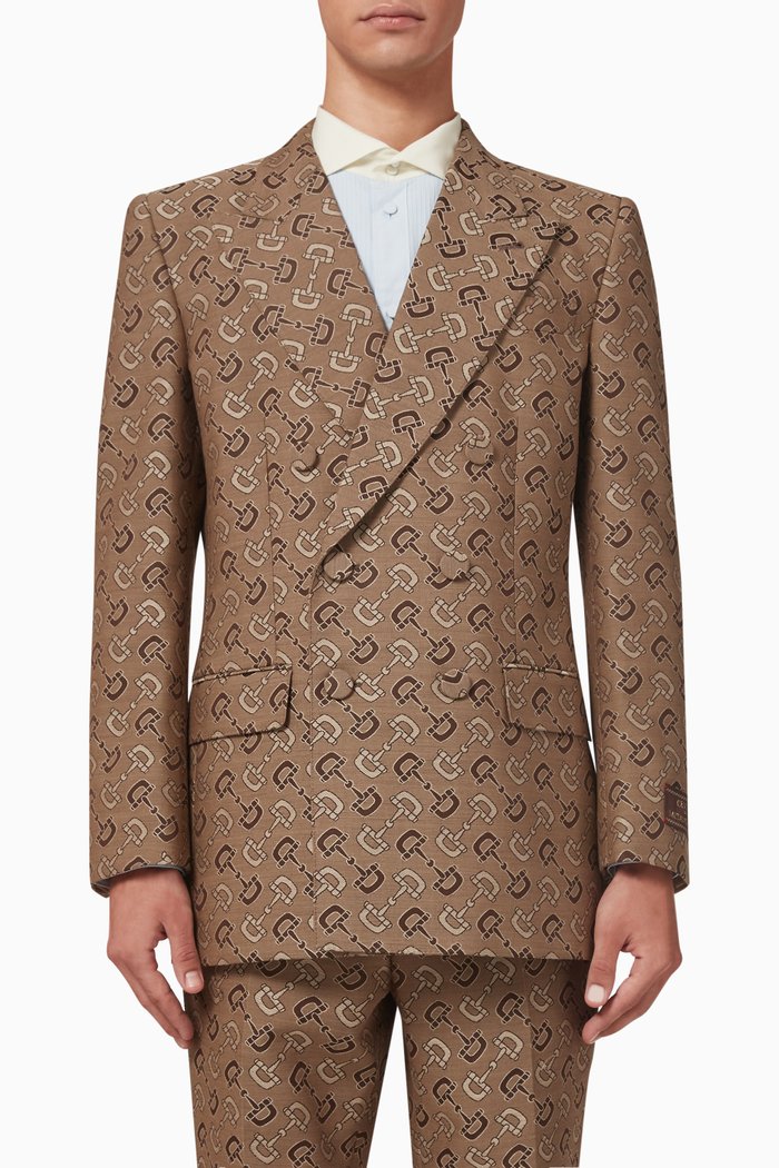 

Maxi Horsebit Logo-motif Jacket in Cotton-canvas, Brown