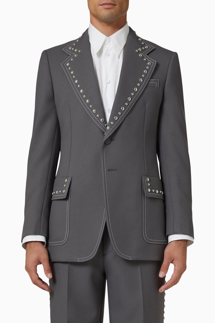 

Fluid Drill Studded Jacket in Nylon, Grey