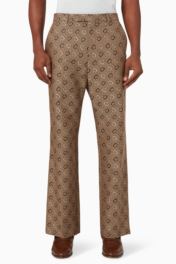 

Maxi Horsebit Pants in Cotton, Brown