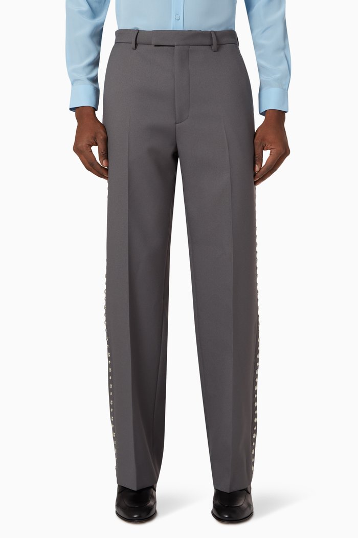 

Stud-embroidered Pants in Fluid Drill, Grey