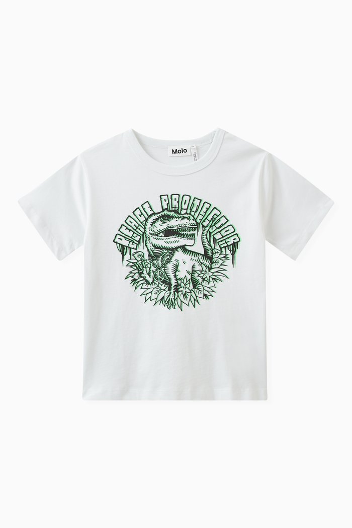 

Dinosour Printed T-shirt in Organic Cotton, White