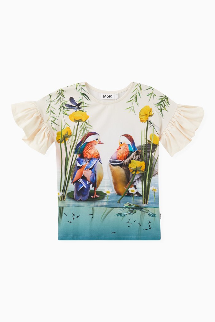 

Floral Print T-shirt in Organic Cotton Blend, Multicolour