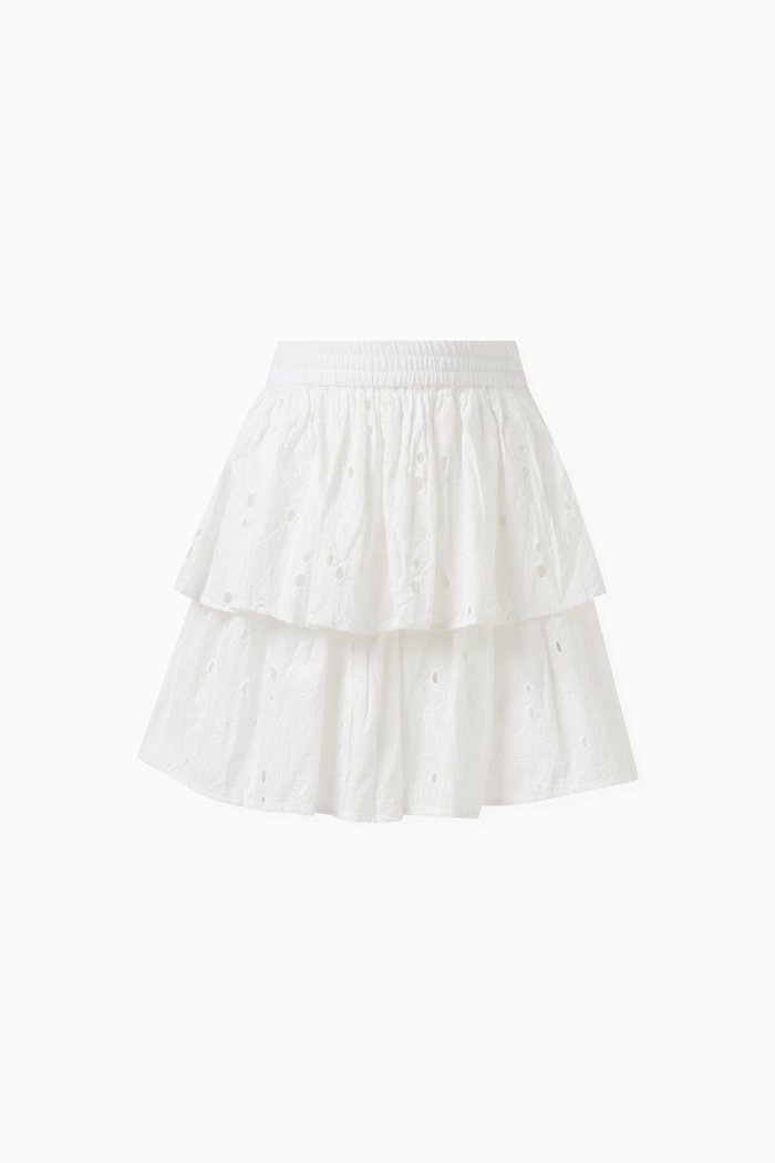 

Tiered Mini Skirt in Cotton, White