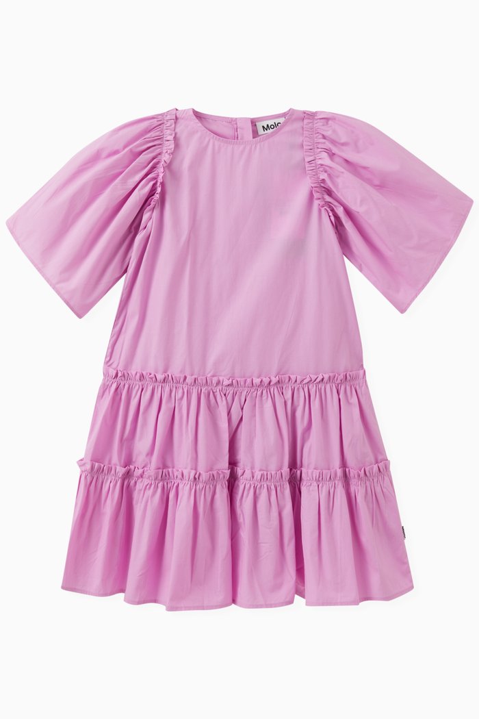 

Cat Frill Dress in Organic Cotton, Pink